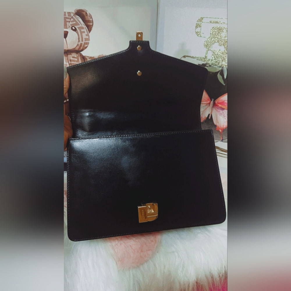 Authentic Gucci Shoulder Bag Sherry Line Black Leather - Picture 6 of 14